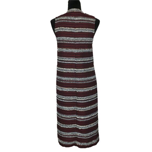 BCBGeneration Vest Duster XS White Black Red Tweed Stripe Washable Knit Topper - Picture 5 of 8